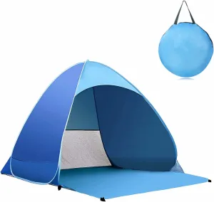 Pop Up Beach Tent for 1-3 Person, Sun Shelters Portable Tent with Stakes, UPF 50 UV Protection Rating for Family Camping Fishing Picnic