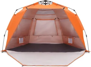Pop Up Beach Tent, Portable Beach Shade Canopy Folding Sun Shade Shelter, UPF 50  Protection, Easy Setup and Carry, Double Silver Coating with 3 Ventilation window, Large Size Perfect for Family 4 People