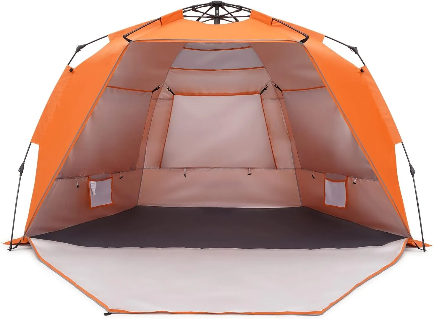 Pop Up Beach Tent, Portable Beach Shade Canopy Folding Sun Shade Shelter, UPF 50  Protection, Easy Setup and Carry, Double Silver Coating with 3 Ventilation window, Large Size Perfect for Family 4 People