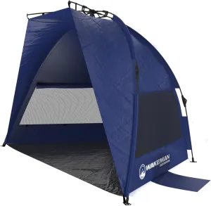Pop Up Beach Tent Sun Shelter for Shade with UV Protection, Water and Wind Resistant, Instant Set Up and Carry Bag by Wakeman Outdoors, Navy, 55" x 87" (153133NYX)