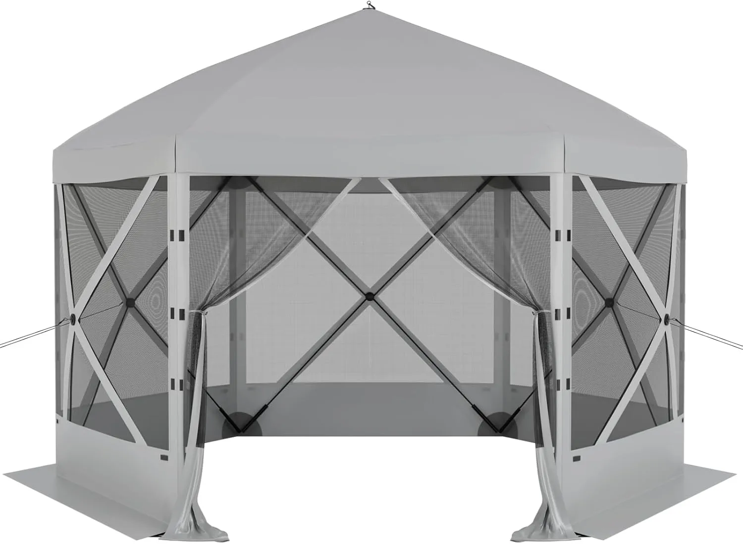Pop Up Canopy Tent 8 Person Instant 12 x 12 ft Outdoor Mesh Screen Camping Gazebo Portable Shelter with Portable Carry Bag for Outdoor Camping, Beach, Picnic, Lawn and Backyard, Gray