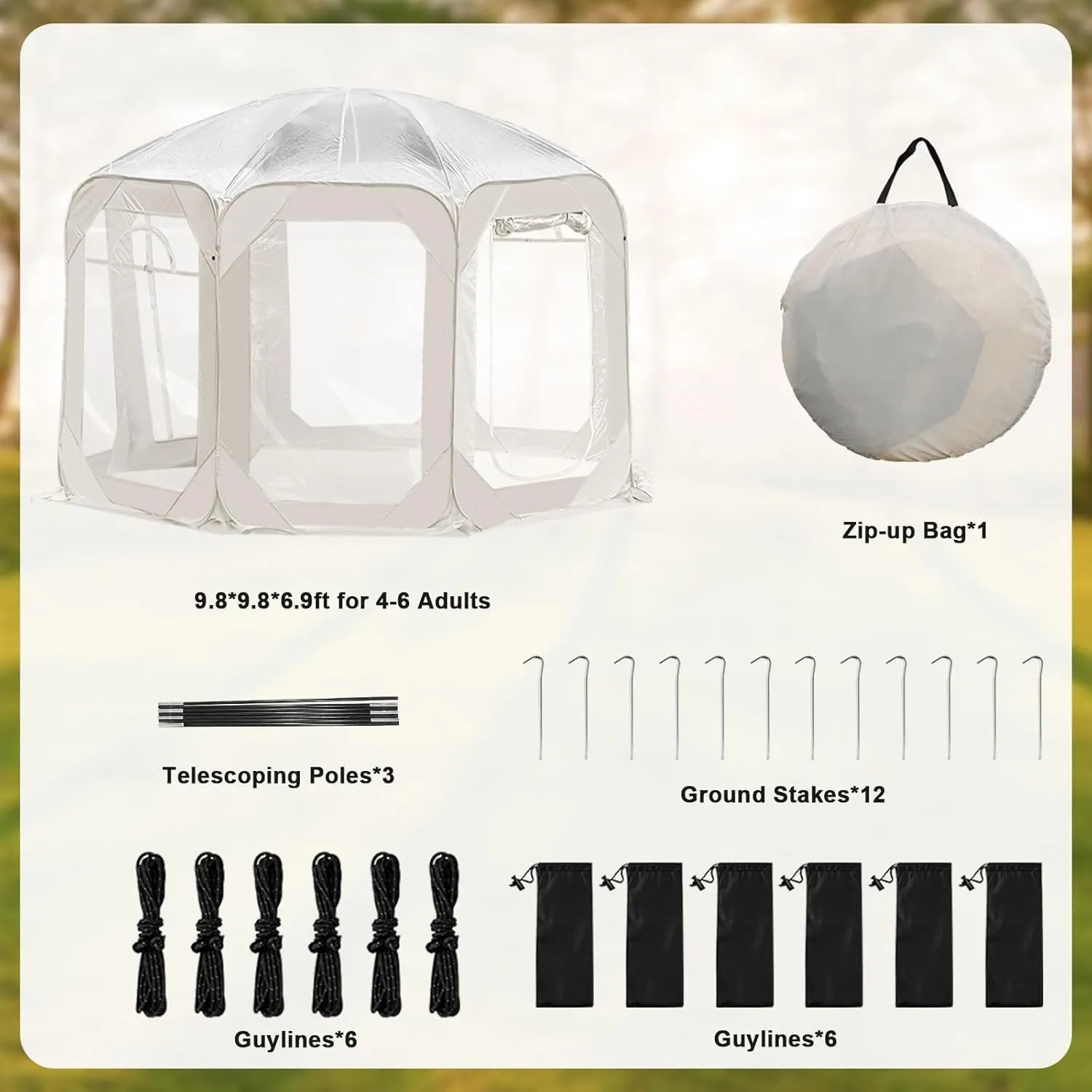 Pop-Up Screen House Tent, 10x10 Feet Outdoor Gazebo with Carry Bag, Stakes, Wind Ropes, Sand Bags, Portable Mosquito Net Canopy with UV Protection & Ventilation for Camping, Patio, Backyard, Garden