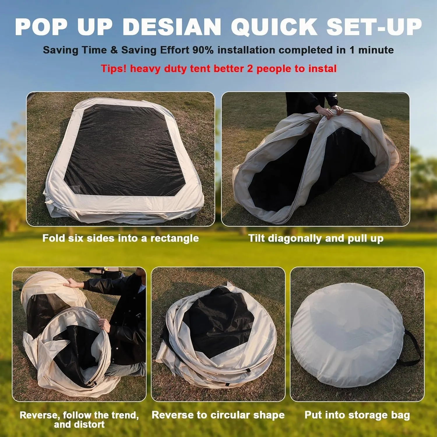 Pop-Up Screen House Tent, 10x10 Feet Outdoor Gazebo with Carry Bag, Stakes, Wind Ropes, Sand Bags, Portable Mosquito Net Canopy with UV Protection & Ventilation for Camping, Patio, Backyard, Garden