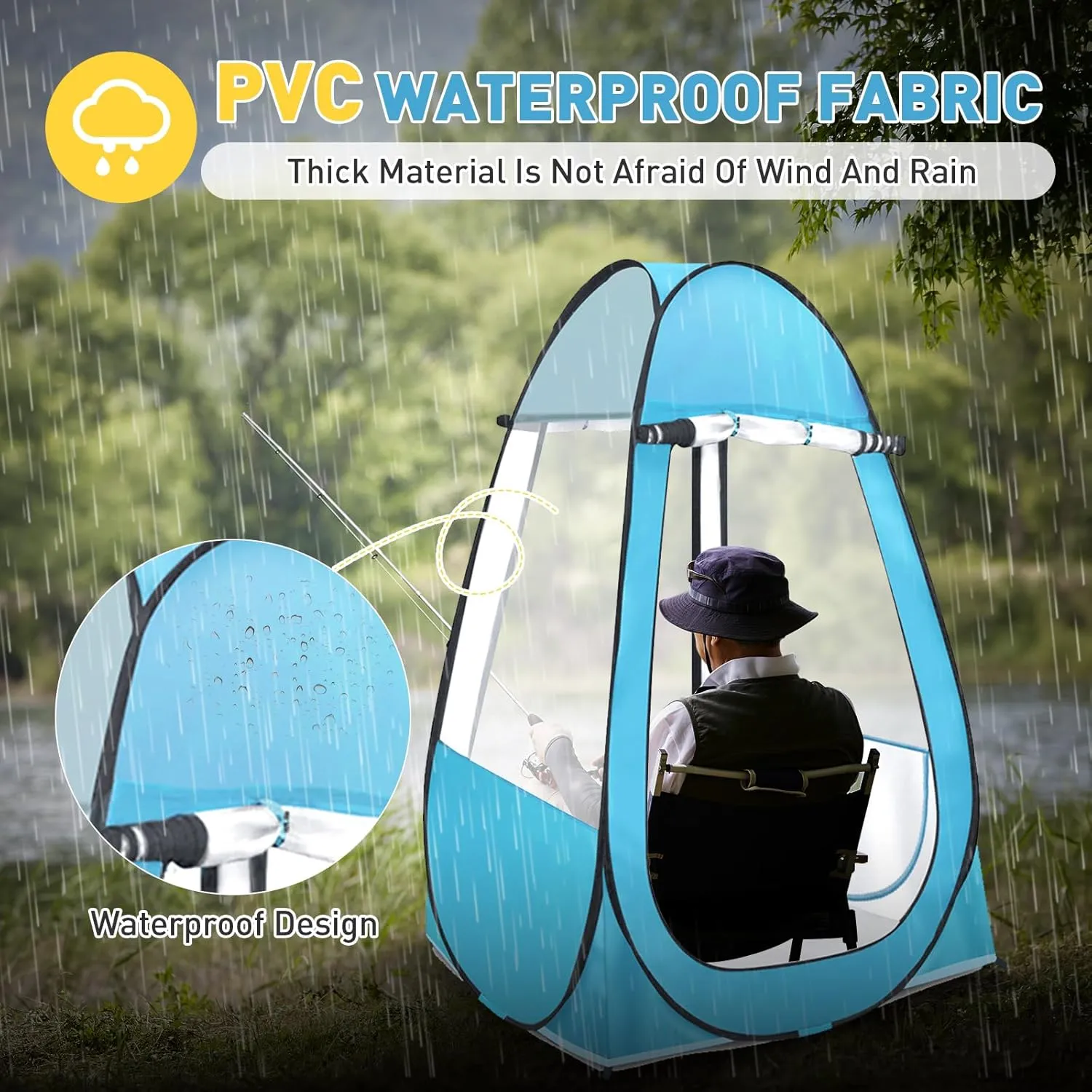 Pop Up Tent, Clear Outdoor Tents Sports Fishing, Rainproof and Windproof Beach Camping, Lightweight and Sturdy, Easy Set Up, UPF 50  Portable Folding 39" x 64"