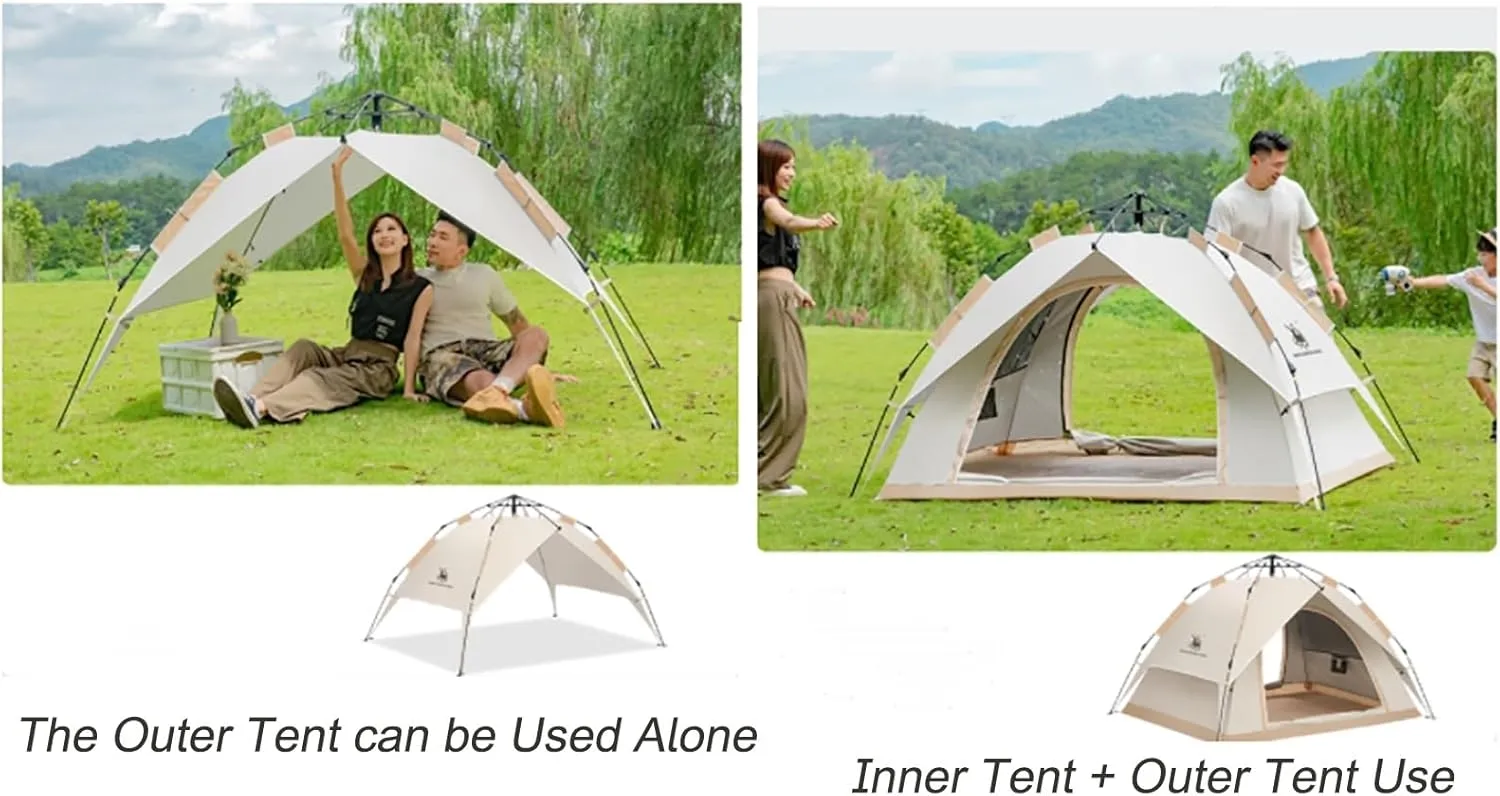 Pop Up Tent, Family Tent for 4 Person, Portable Instant Tent, Waterproof Windproof for Camping Hiking Mountaineering