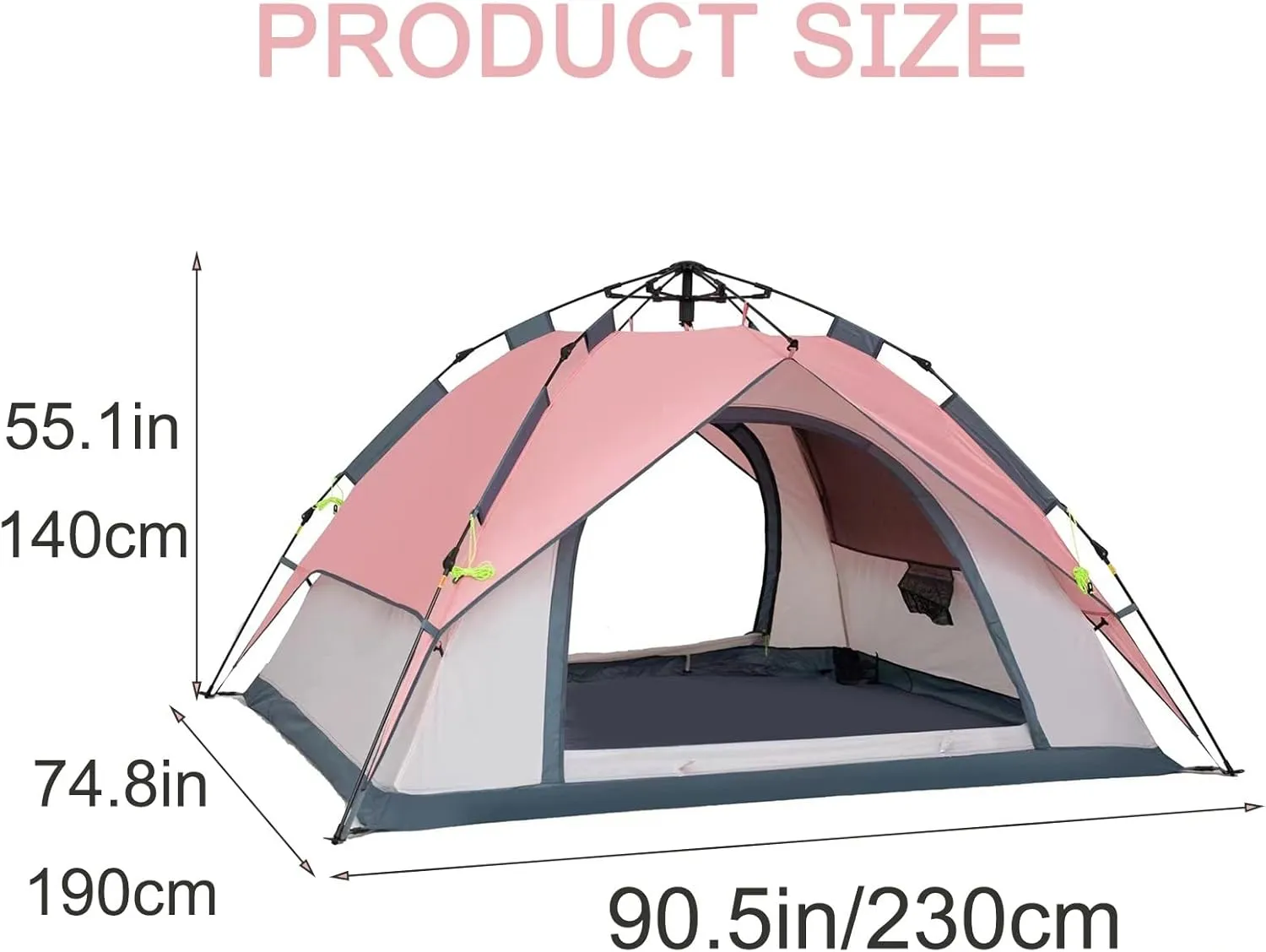 Pop Up Tent, Family Tent for 4 Person, Portable Instant Tent, Waterproof Windproof for Camping Hiking Mountaineering