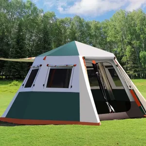 Pop Up Tent for 3 to 4 Person, Camping Outdoor Tent, Family Camping Tent with 360° Panoramic View, Ventilation, Waterproof Dome Tent for Kids, Camping, Beach, and Outdoor