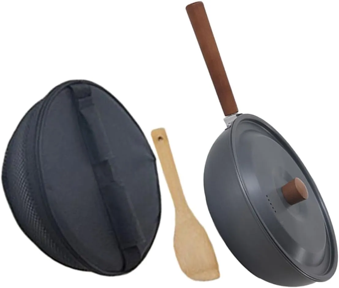 POPETPOP 1set Camping Cookware Sturdy Aluminum Skillet Detachable Handle Non-stick Frying Pan for Outdoor Cooking for Picnics Barbecues and Hiking Adventures