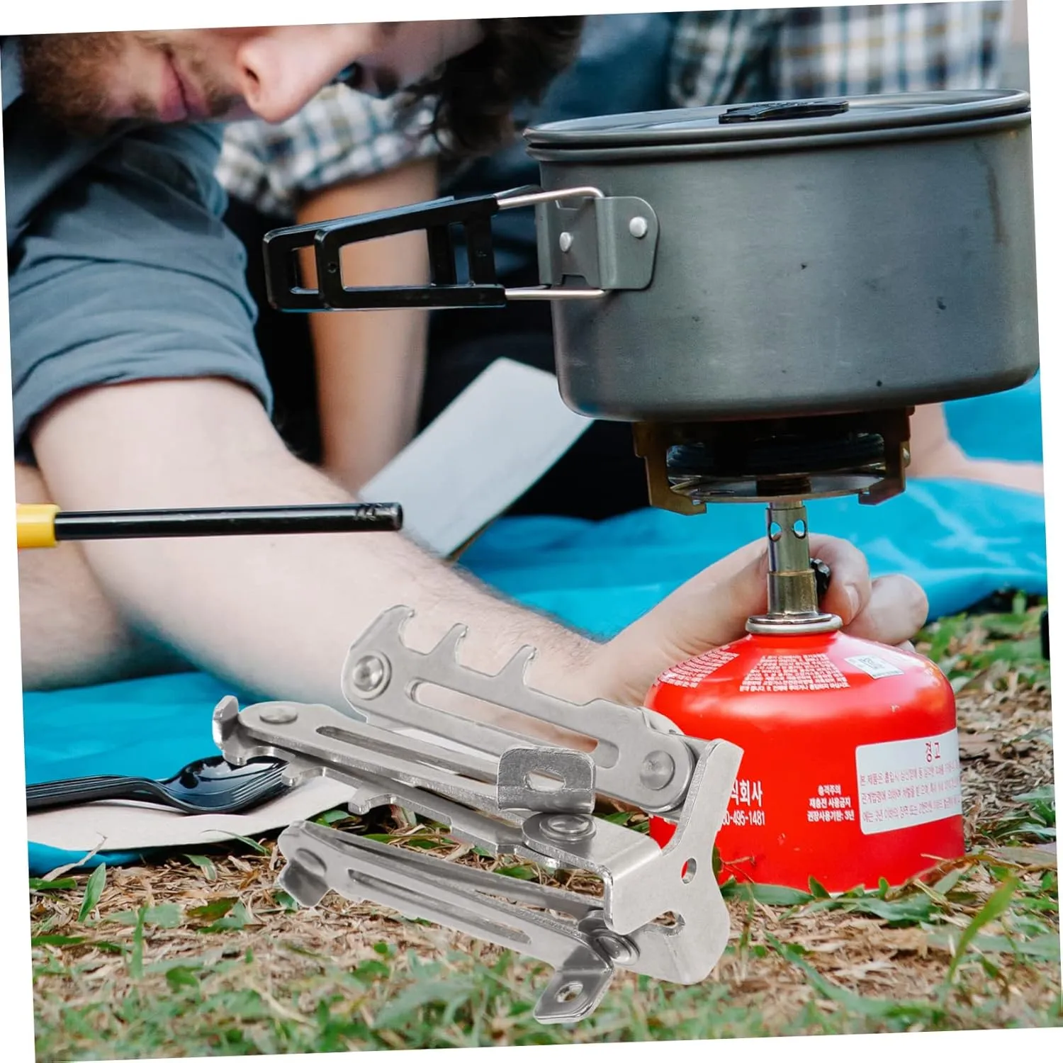 POPETPOP 2pcs Gas Tank Bracket Portable Fixed Rack Portable Air Tank Folding Canister Stand Picnic Tank Holder