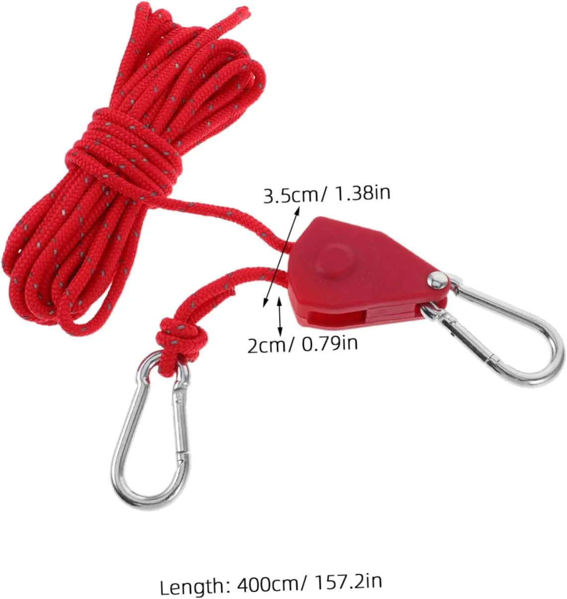 POPETPOP 4 Bundles of High-Visibility Tent Windproof Ropes Metal Tensioner and Pulley for Camp Hiking and Outdoor Activities