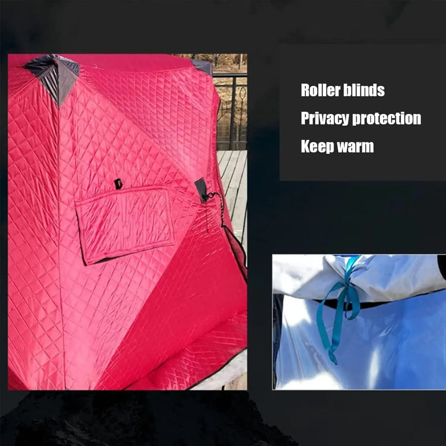 Portable 3 Person Ice Fishing Tent Lightweight Tent, Insulated Ice Fishing Shelter Ice Fishing Shanty for Ice Fishing Camping Travel (C 180x180x140cm)