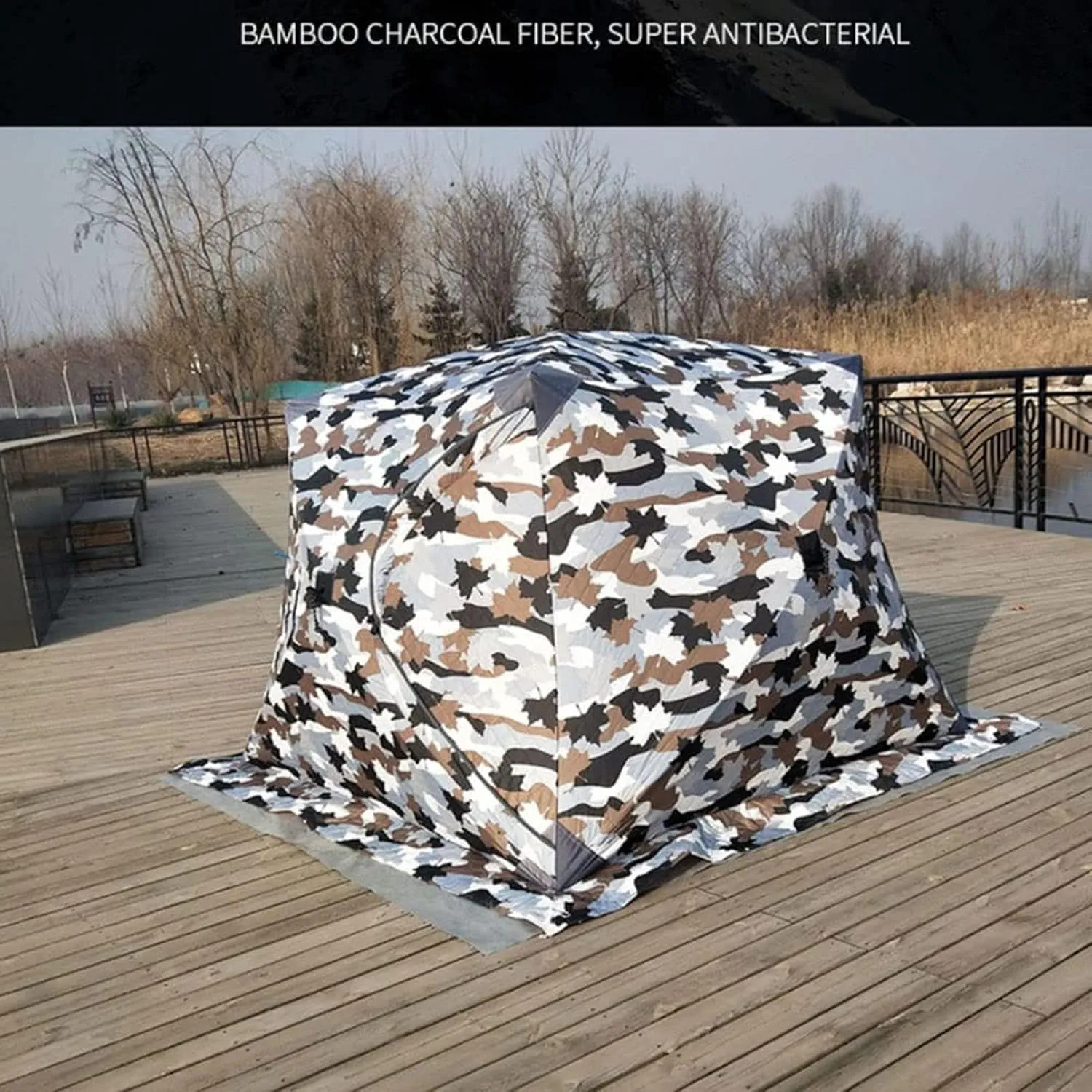 Portable 3 Person Ice Fishing Tent Lightweight Tent, Insulated Ice Fishing Shelter Ice Fishing Shanty for Ice Fishing Camping Travel (C 180x180x140cm)