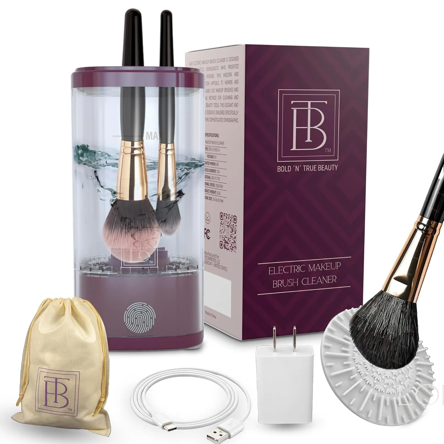 Portable & Compact Electric Makeup Brush Cleaner Machine Set - Automatic USB Cosmetic Deep Cleaning Tool & Storage for Brushes, Beauty Gift for Girlfriend or Wife.