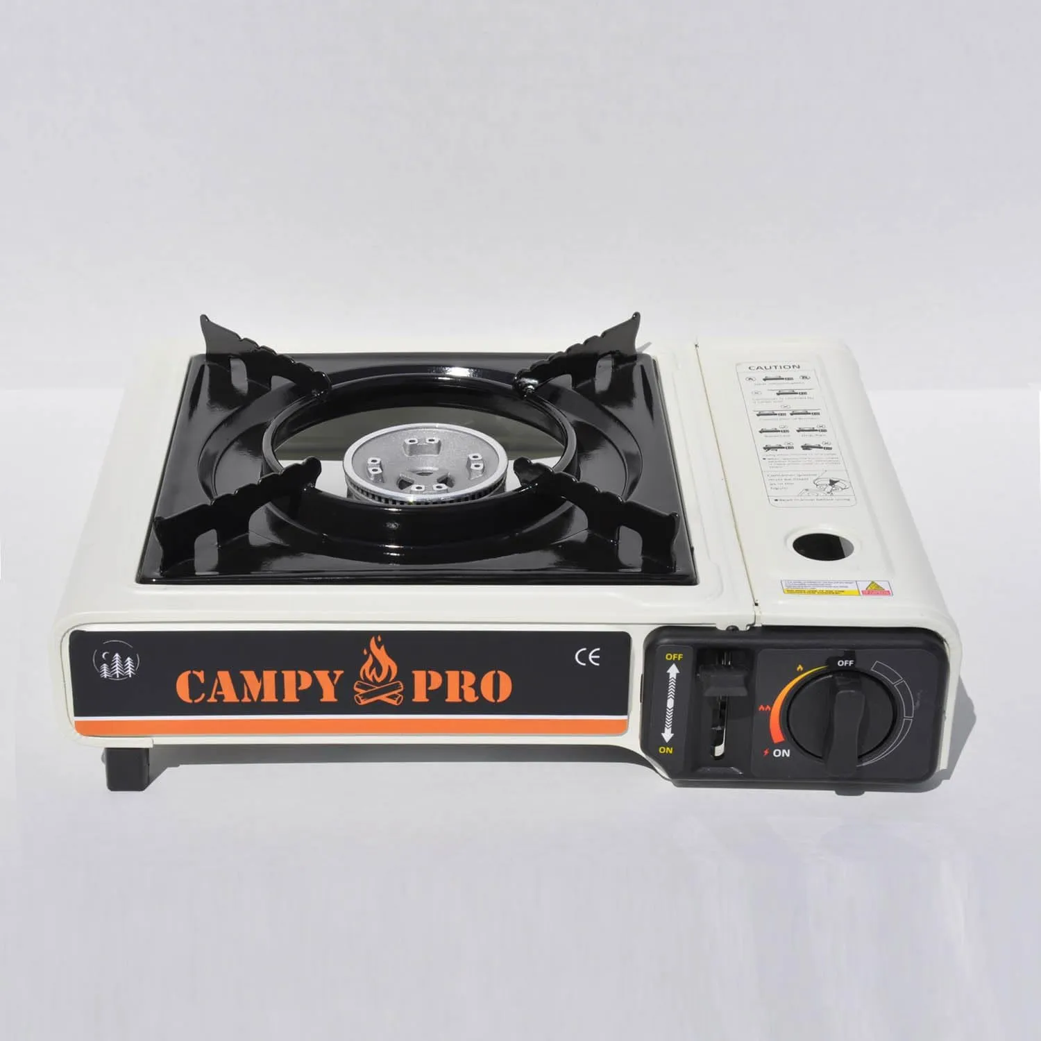 Portable Butane Gas Stove with Automatic Ignition and Carrying Case – Compact Camping Stove for Hiking, Outdoor Cooking, and Emergency Use (WHİTE)