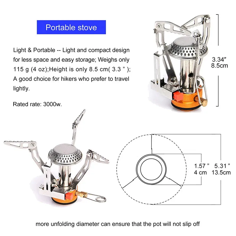 Portable Camping Cookware and Stove Set