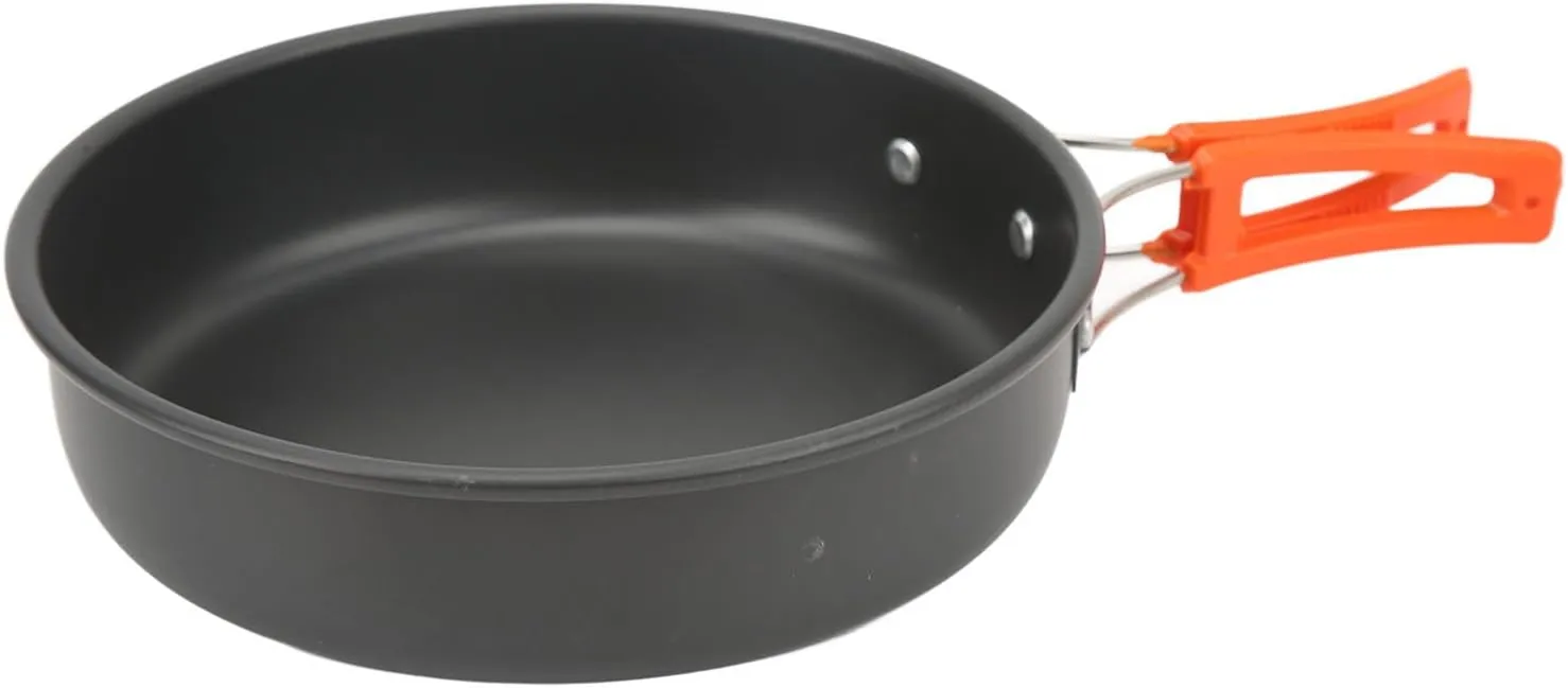 Portable Camping Cookware Mess Kit for Backpacking, Lightweight and Compact, Self Rebounding Handle Pots and Pans, Hard Oxidized Aluminum Material, to Carry and Store,