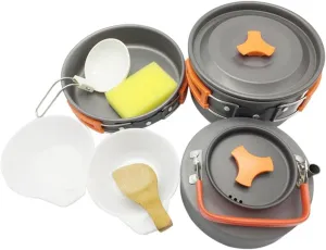 Portable Camping Cookware Set, Camping Cooking Set Camping Mess Kit for 2-3 People for Camping Outdoor Cooking Picnic Backpacking