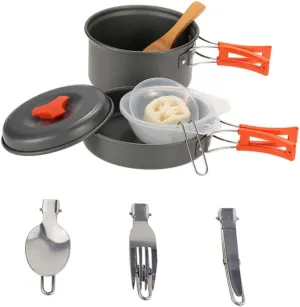 Portable Camping Cookware Set Compact Camping Pot and Skillet Hiking Cooking Tool for Outdoor Activities