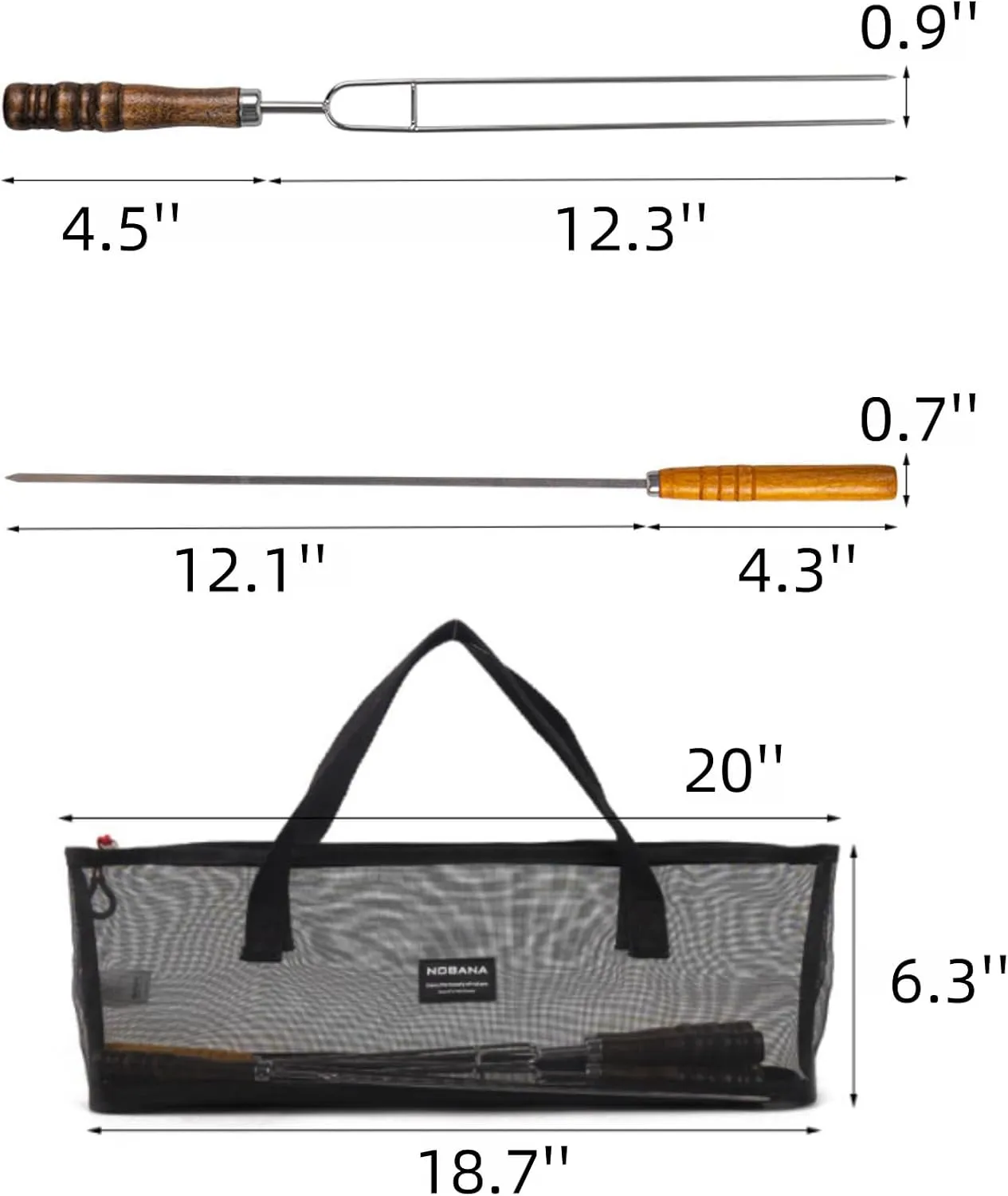 Portable Camping Kitchen Utensil Set, 10pcs Wooden Cookware Kit, Stainless Steel Stainless Steel Outdoor Cooking and Grilling Utensil Organizer Set for Travel, Picnics, BBQs (Black,10pcs)