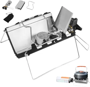 Portable Camping Stove with Ignition, 3500W Folding Cassette Stove, Windproof Camping Gas, Heat-Resistant Backpacking for Outdoor Picnic Hiking