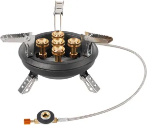 Portable Camping Stove,16000W Folding Hiking Stove | 5 Burners Camp Cooking Gear for Outdoor Travel Hiking Fishing Hunting Trekking Picnic Survival