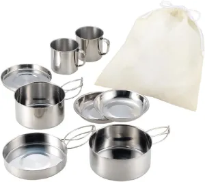 Portable Cooking Set Camping Cookware Set Lightweight Compact Camping Cooking Pot Stew Pot Frying Pan Plates Cups