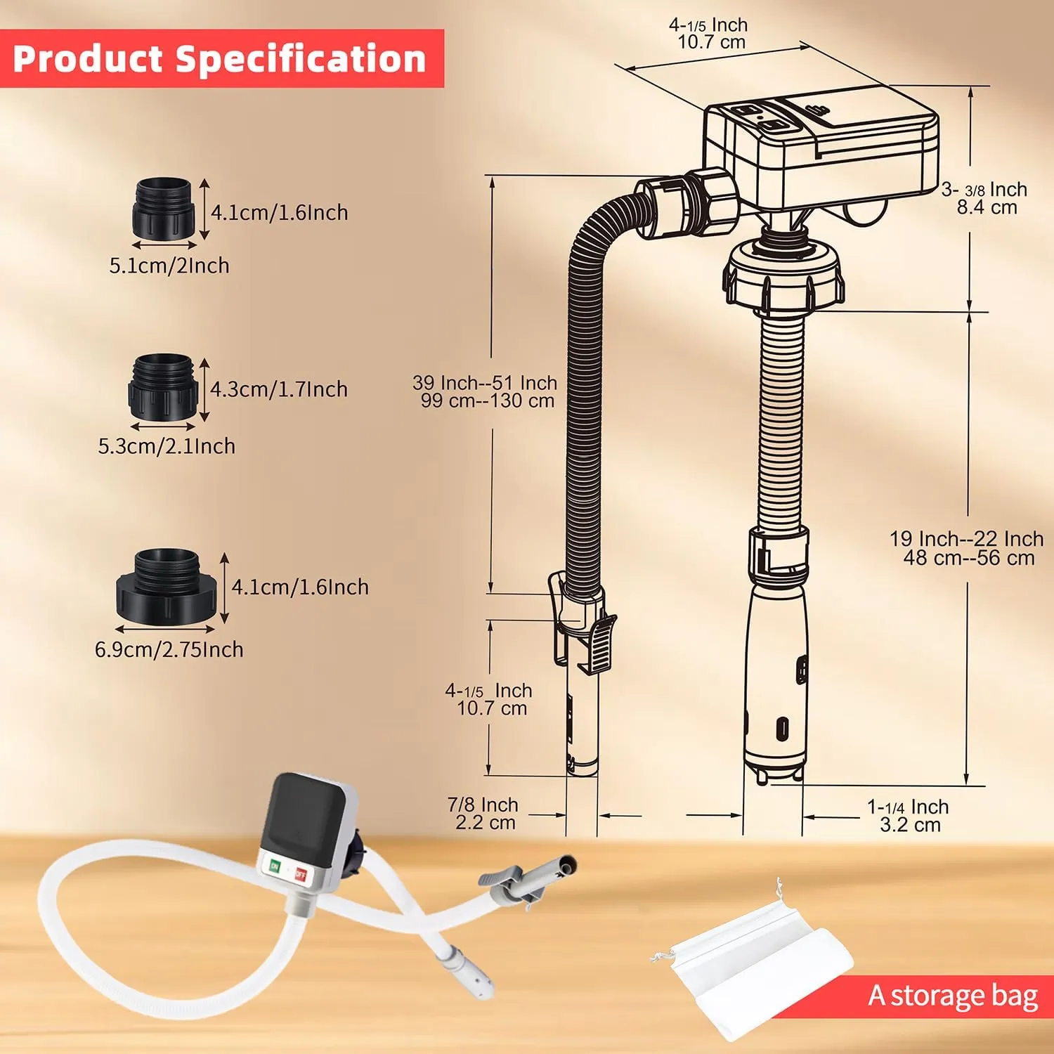 Portable Electric Fuel Tank Siphon Hose Transfer Pump with Nozzle Battery Powered Operated, Gas Cans for Gasoline, Diesel, Kerosene, Water and Liquid (3.2 Gallons Per Min,12LPM) (Black)