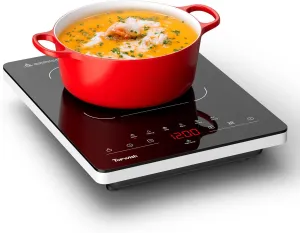 Portable Electric Stove,110V Single Burner Electric Cooktop, Countertop Burner Hot Plate with 6 Preset Functions,10 Power Levels,LED Touch Control, Child Lock &Timer