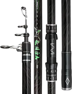 Portable Fishing Rod Carbon Fiber Telescopic Super Hard Ultralight Fishing Pole for Travel Surf Casting Rod 3.6m 3.9m 4.2m 4.5m Removable Reel Seat(Size:4.5m)
