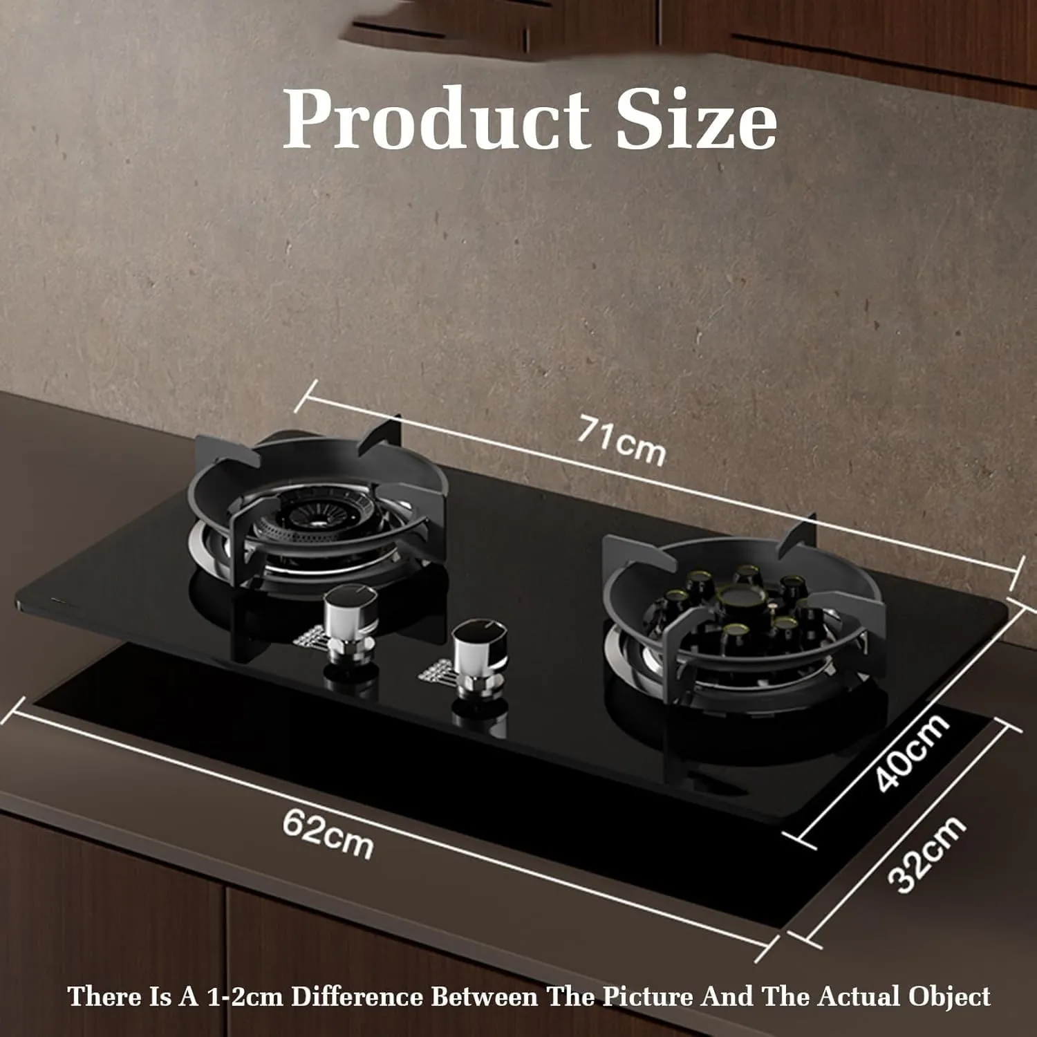 Portable Gas Stove Double Burner, 4.8/5.0KW 9 Cavity High Fire, Black Tempered Glass Cast Iron Pot Holder, For Home Kitchen With Flameout Protection(LPG)