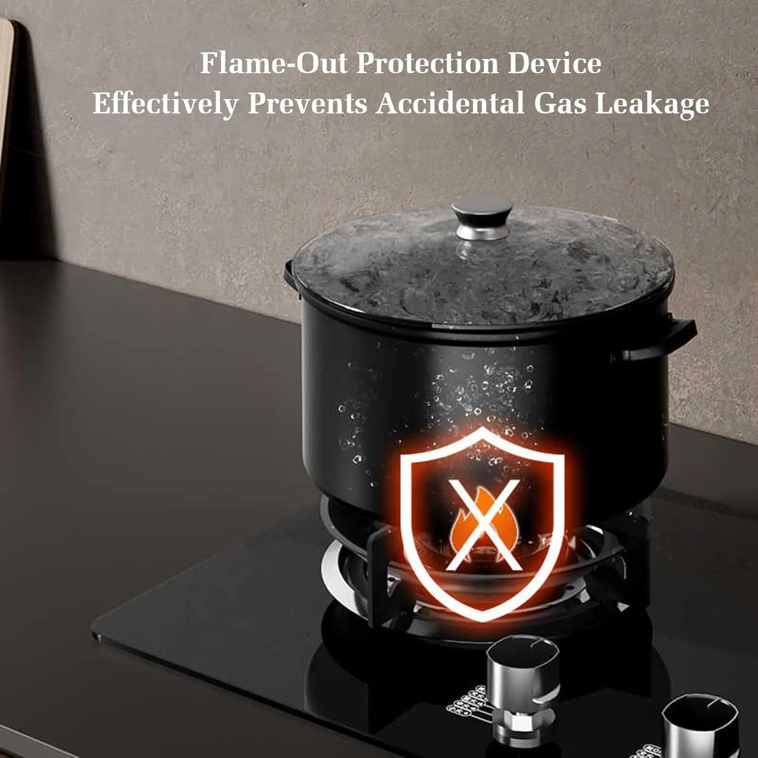 Portable Gas Stove Double Burner, 4.8/5.0KW 9 Cavity High Fire, Black Tempered Glass Cast Iron Pot Holder, For Home Kitchen With Flameout Protection(LPG)