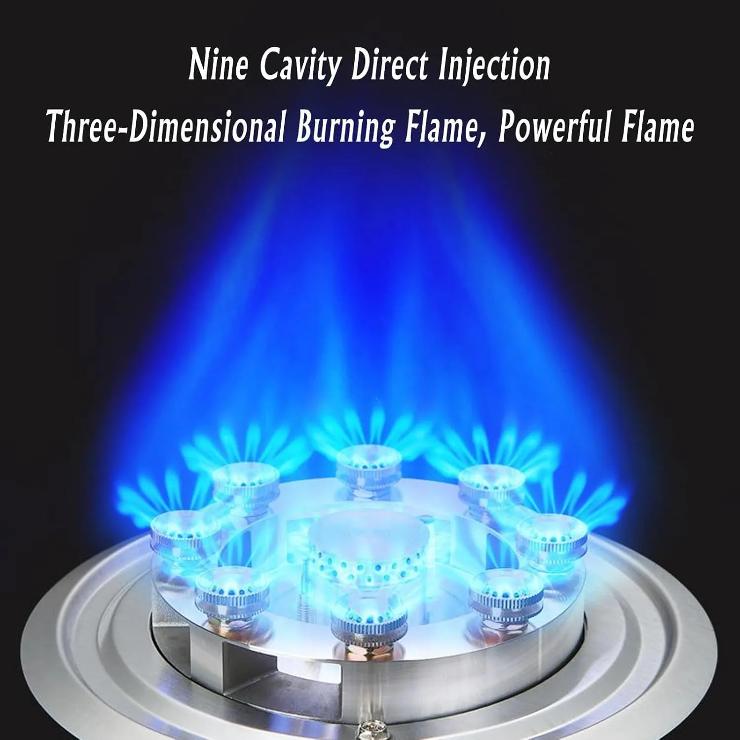 Portable Gas Stove With 2 Burners, 5.2KW 9 Cavity High Fire, Black Tempered Glass Cast Iron Pot Holder With Flameout Protection(LPG)