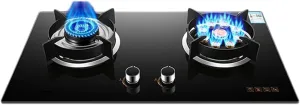 Portable Gas Stove With 2 Burners, Outdoor Gas Stove Double Burner Camping Stove, 5.2KW 9 Cavity Large Fire, Accidental Flameout Protection Device(NG)