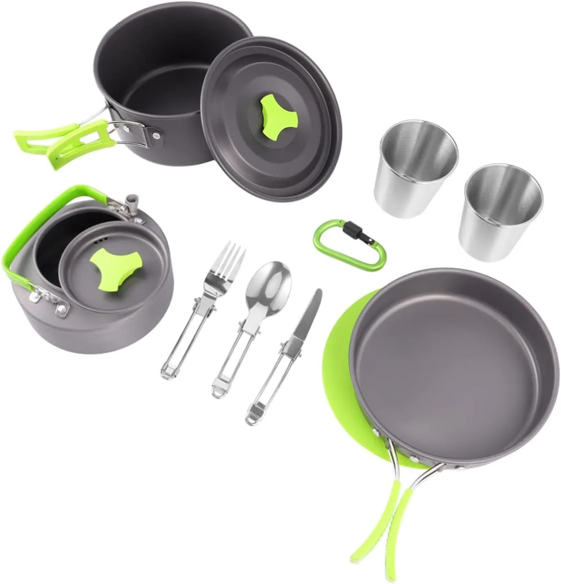 Portable Grill Camping Cookware 12-Piece Non-Stick Camping Pot Set Supplies Kit