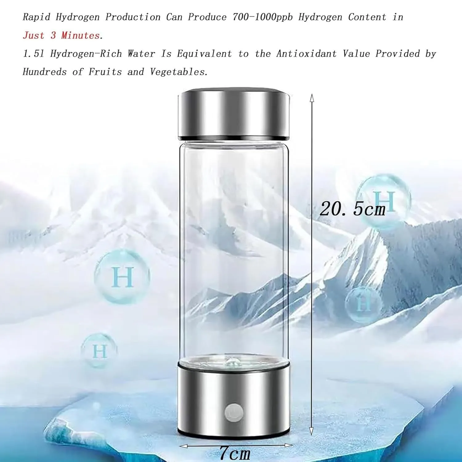 Portable Hydrogen Water Bottle Hydrogen Water Ionizer Machine Hydrogen Rich Water Generator Bottle Hydrogen Water Health Cup Home Office Travel Use 420Ml(B), Size