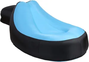 Portable Inflatable Lounger Outdoor Lazy Inflatable Sofa Beach Lounge Chair Sleeping Pad (Color : Blue Black-L, Size : A)