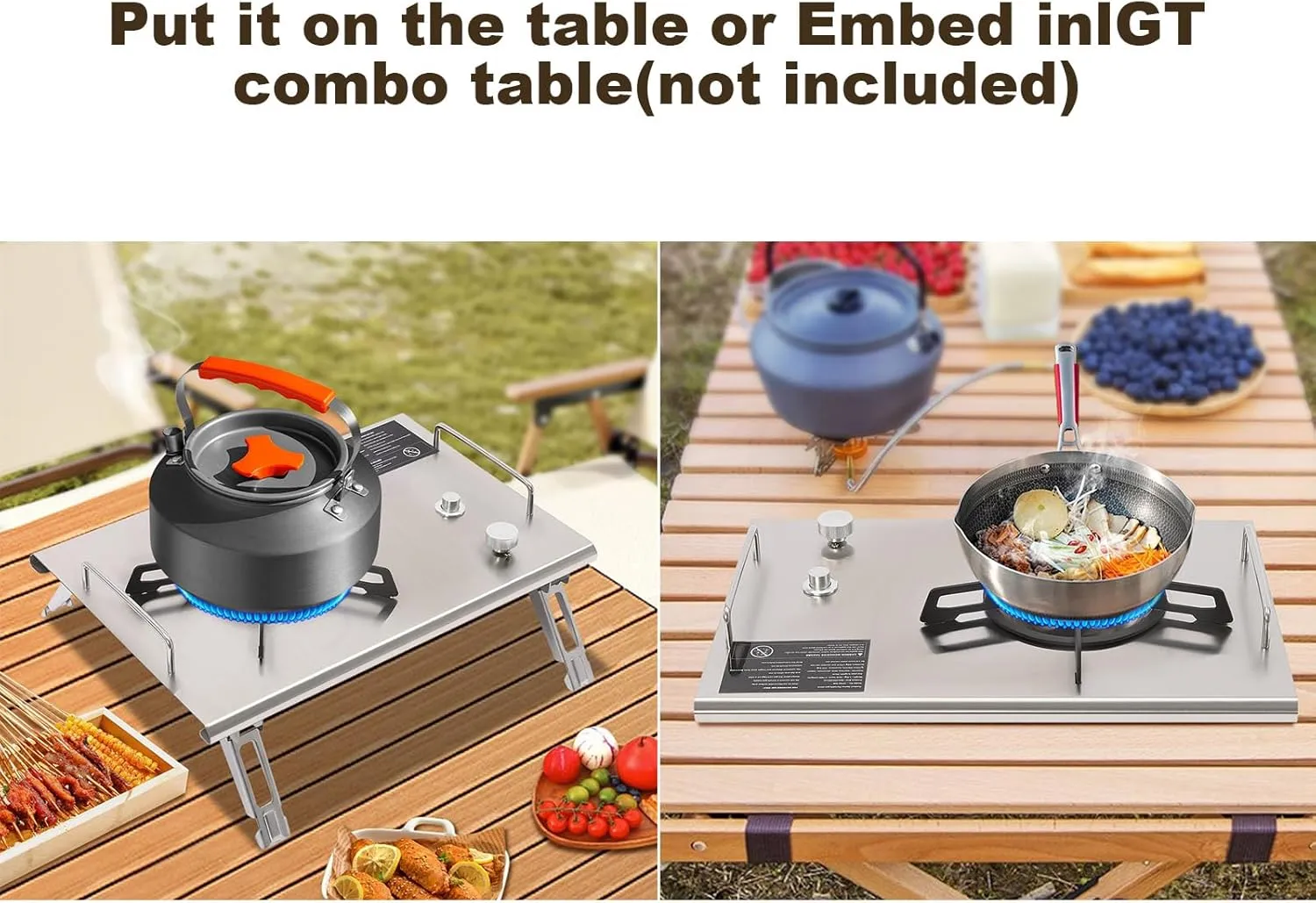 Portable Outdoor Gas Stove, 13,648 BTU Gas Stove, Stainless Steel, Single-Burner, Folding Camping Stove, Camping Burner for Outdoor Cooking, Bbq, Picnics and Emergency Use (Silver)