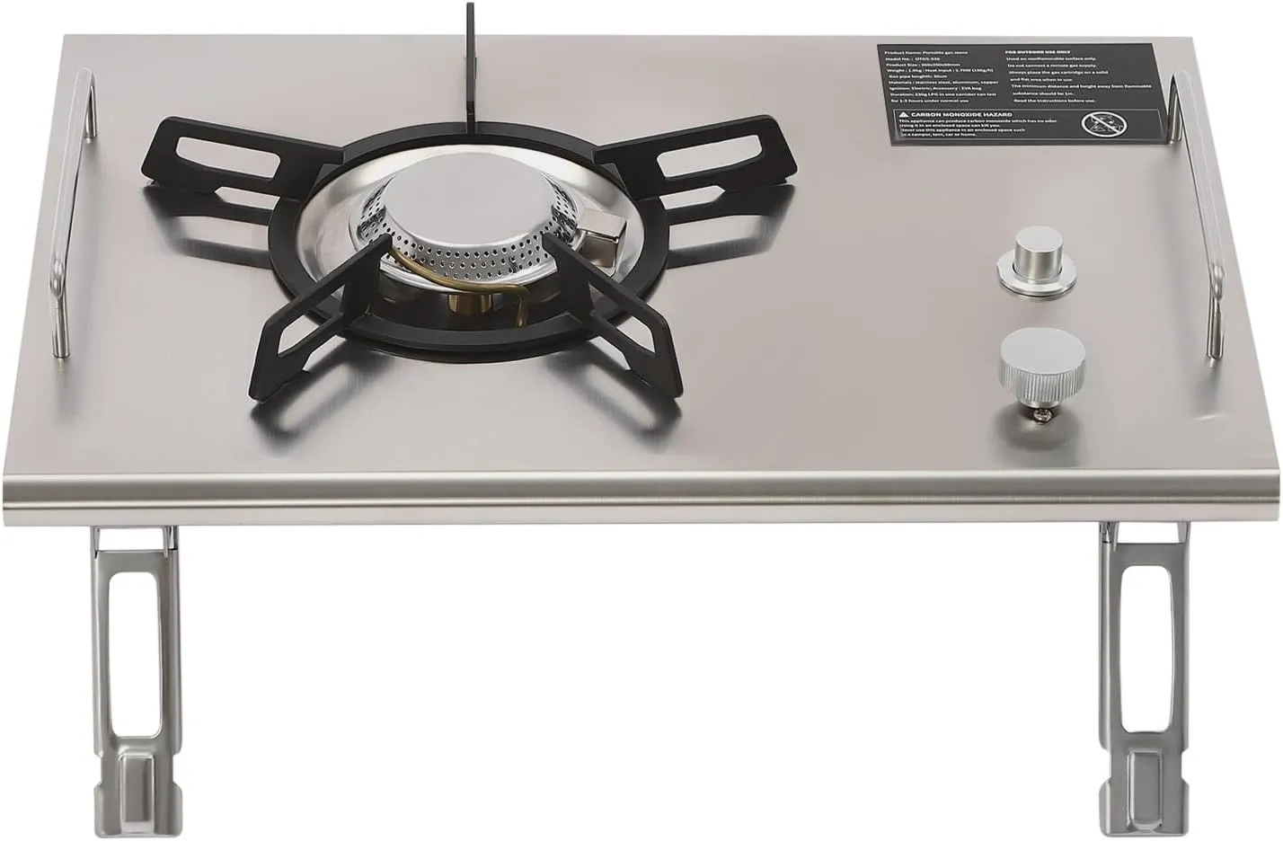 Portable Outdoor Gas Stove, 2700W Powerful Folding Outdoor Camping Cooking Stove with 4 Legs and Storage Bag, Electronic Ignition Tabletop Gas Stove, Stainless Steel Gas Cooktop for Camping Picnics