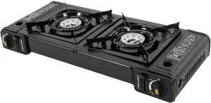 Portable Propane Gas Stove, Compact Outdoor Camping Cooker with Safety Lock and Carrying Case