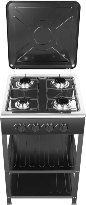 Portable Propane Stove 300000 BTU 4-Burner Propane Outdoor Cooker with Windshelter&2-Tier Storage Rack for Picnic Home RV Cooking (Black)