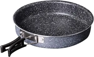 Portable Round Non Stick Frying Pan for Outdoor Camping Picnic Cookware Tableware Utensils with Folding Handle