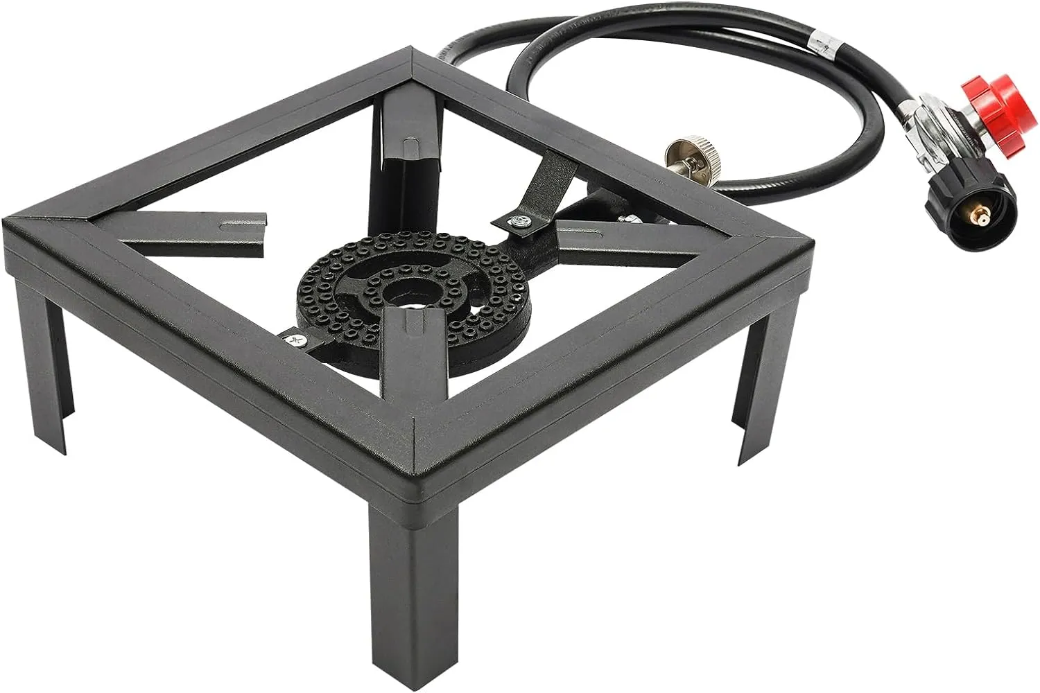 Portable Single Burner Outdoor Gas Stove, Propane Cooker with Adjustable Hose for Outdoor Patio Camping BBQ Cooking Camping Gas Stove for Emergency Preparedness Survival