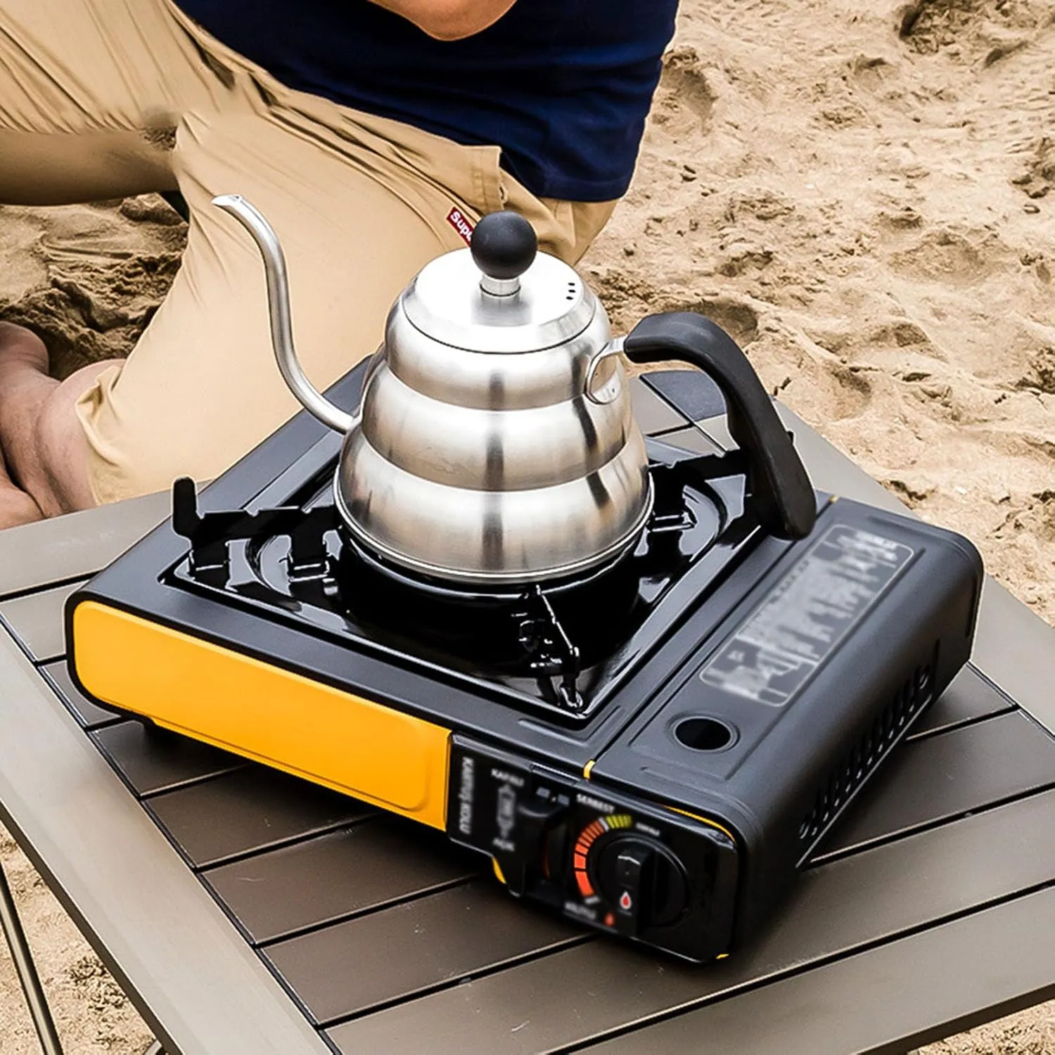 Portable Single-Burner Propane Stove, 2.3KW High-Power Non-Slip Stove Frame, Energy-Saving and Gas-Saving, Suitable for Camping (Blue)