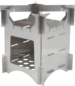 Portable Stainless Steel Folding Wood Burning Stove Mini Cooker Outdoor Camping Travel Hiking Picnic