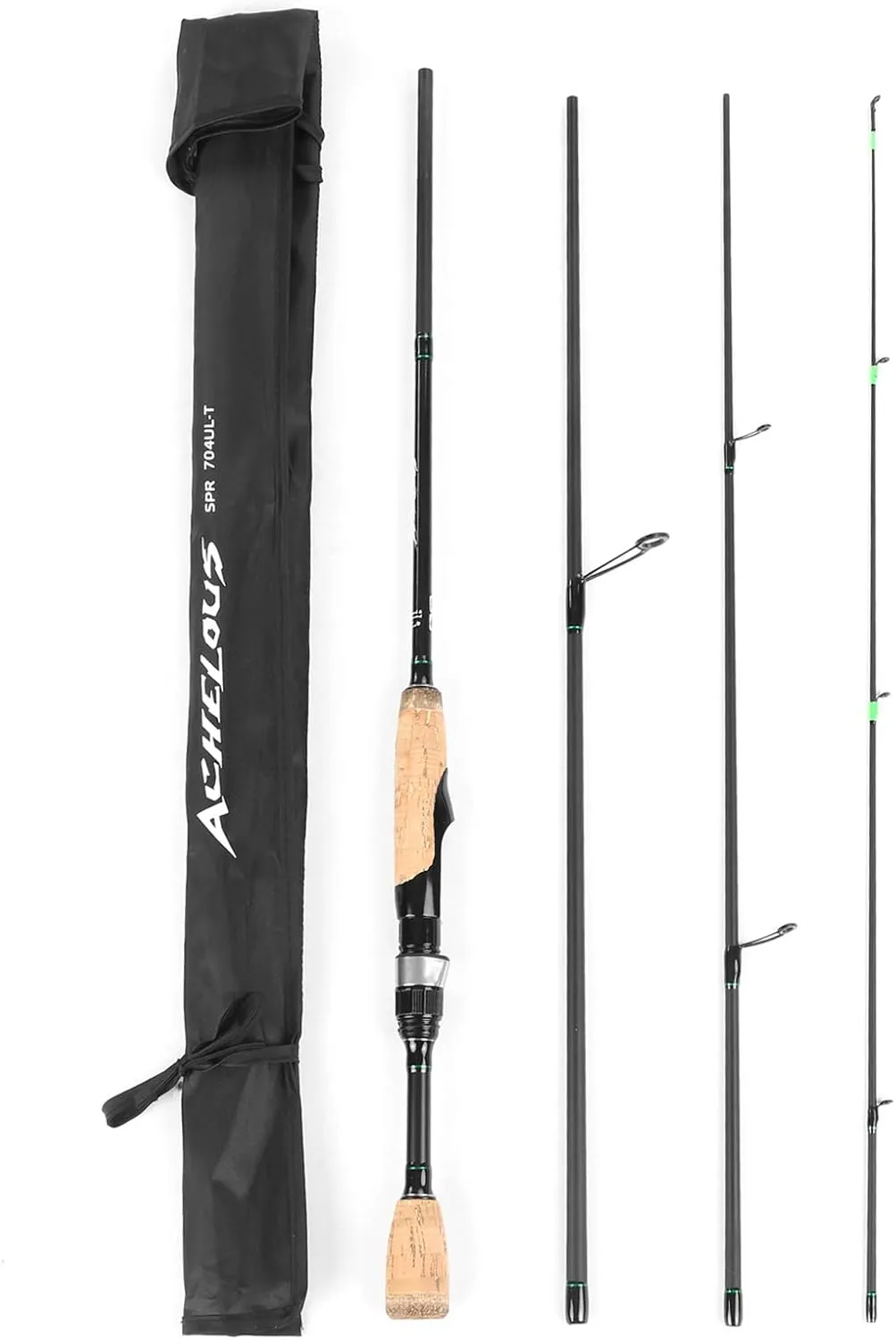 Portable Travel Spinning Fishing Rod 6.8FT Lightweight Carbon Fiber 4 Pieces Fishing Pole