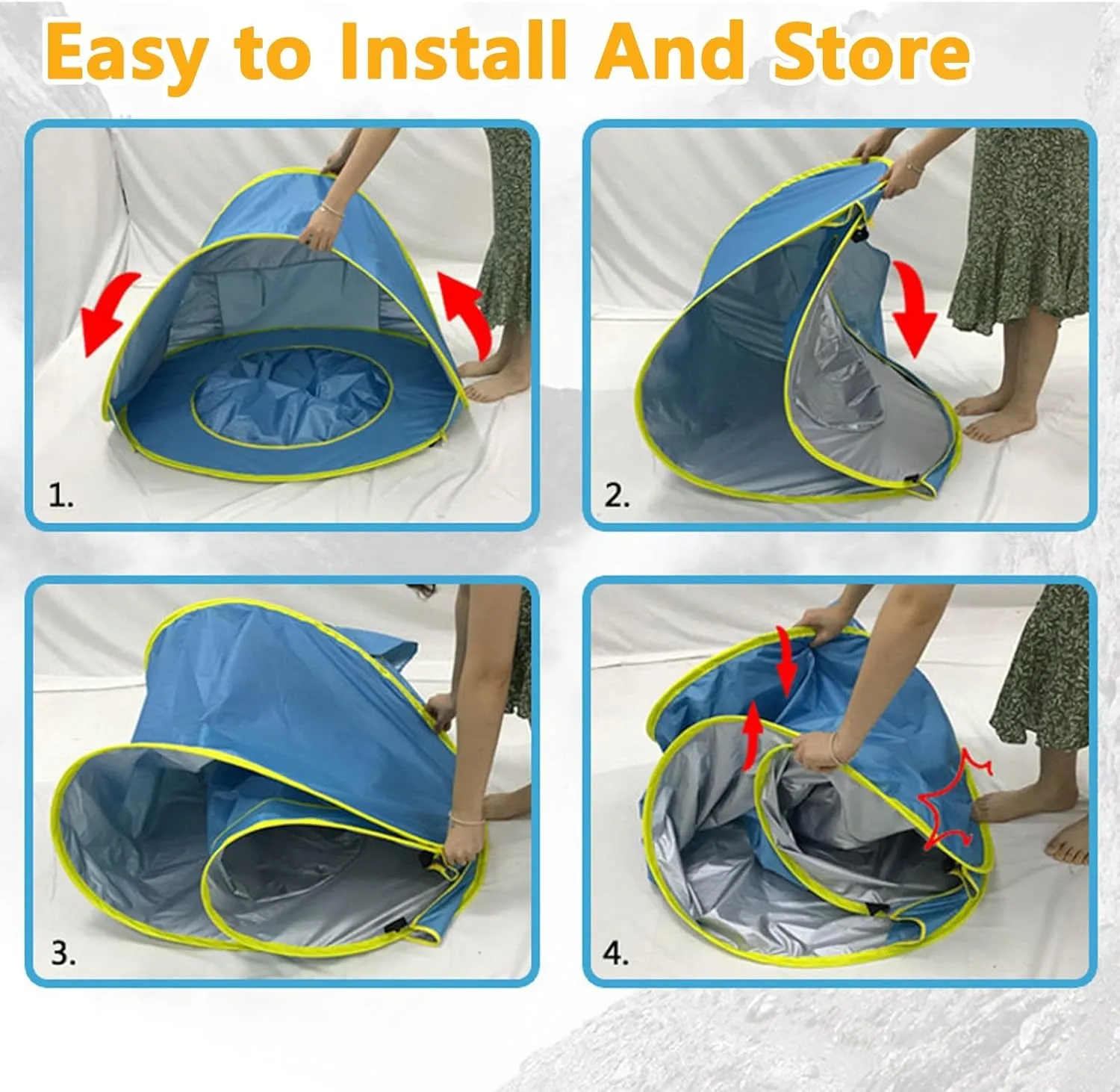 Portable UV-Resistant Baby Beach Tent, Pop up Beach Tent Sun Shade for Beachs, UV Protection Dome for Babies Kids Infant Toddlers(Style-H,SET1)