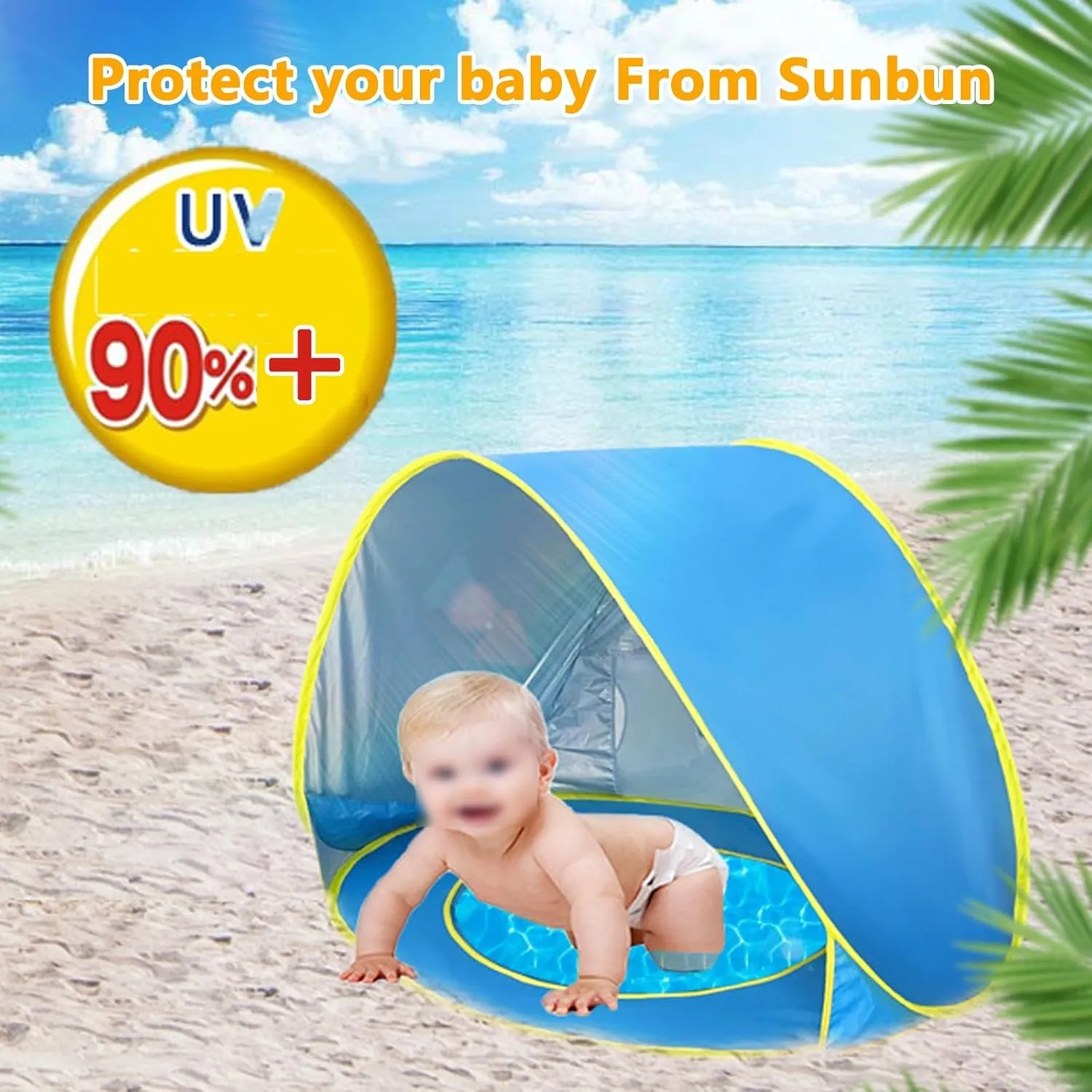 Portable UV-Resistant Baby Beach Tent, Pop up Beach Tent Sun Shade for Beachs, UV Protection Dome for Babies Kids Infant Toddlers(Style-H,SET1)
