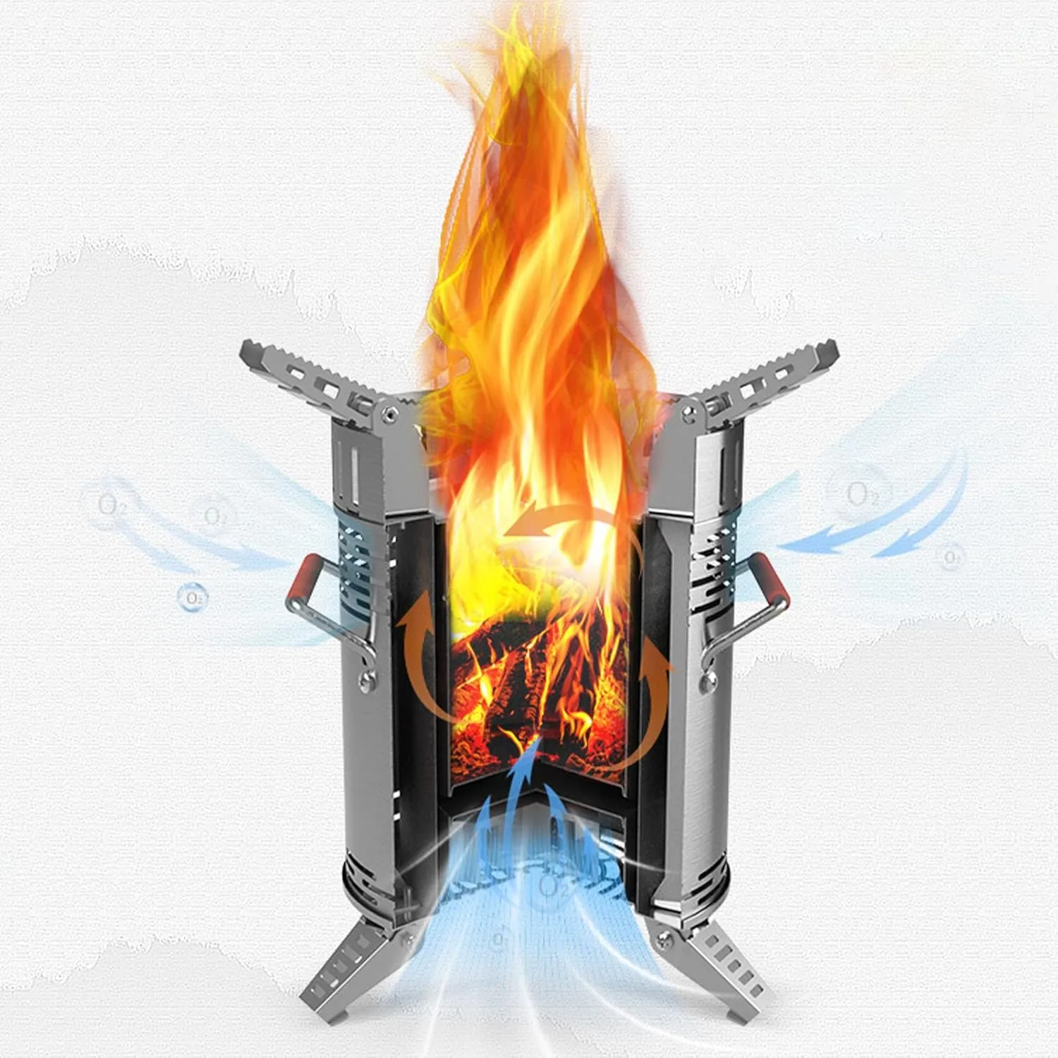 Portable Wood Burning Stove Camping Hiking Survival Backpacking Stove Powerful Efficient Wood Burning and Low Smoke Gasification Rocket Stove for Quick Boil Compact