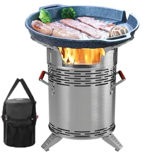 Portable Wood Burning Stove Camping Hiking Survival Backpacking Stove Powerful Efficient Wood Burning and Low Smoke Gasification Rocket Stove for Quick Boil Compact