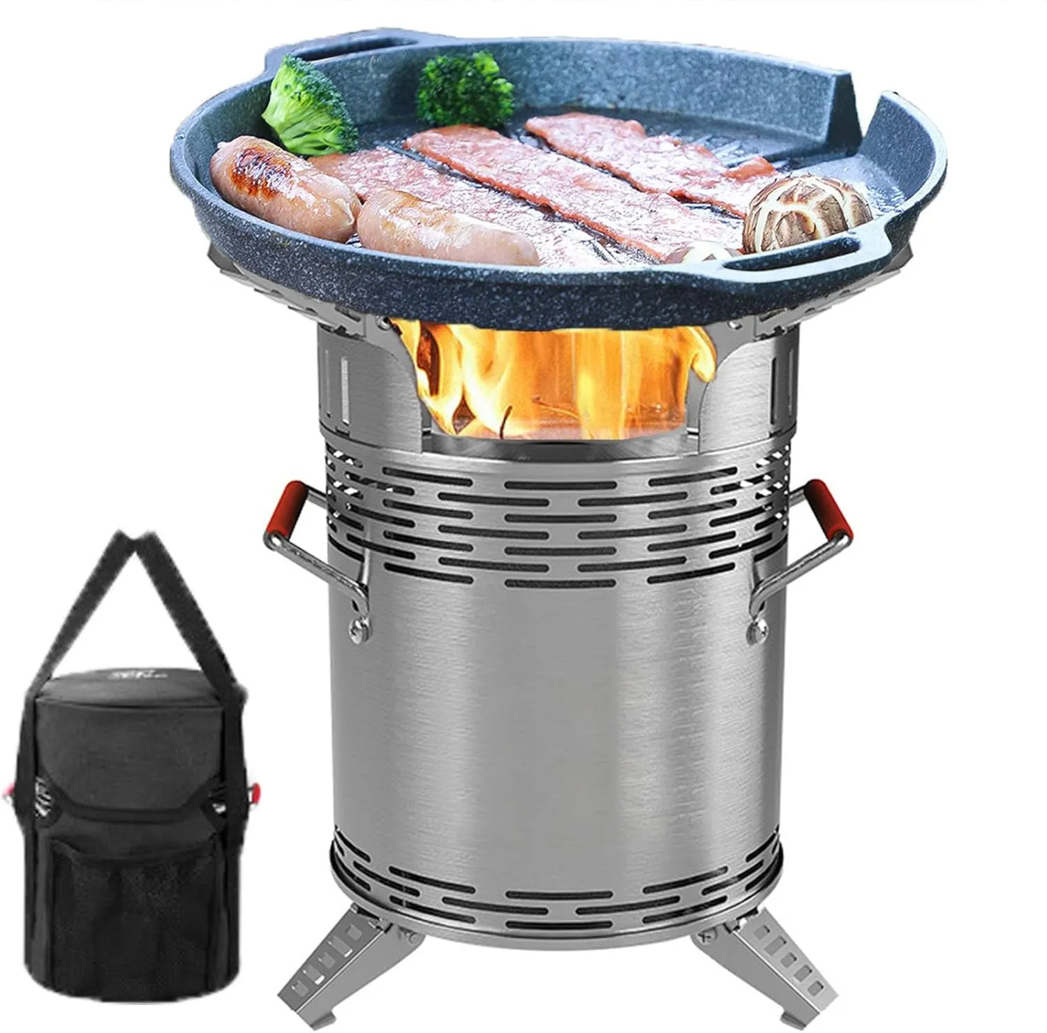 Portable Wood Burning Stove Camping Hiking Survival Backpacking Stove Powerful Efficient Wood Burning and Low Smoke Gasification Rocket Stove for Quick Boil Compact
